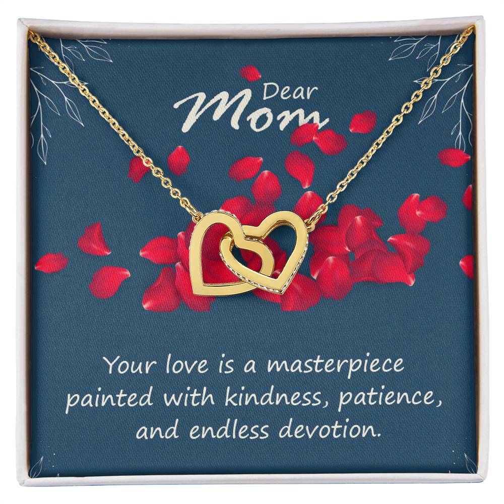 Dear Mom Your Love is a Masterpiece Interlocking Hearts Necklace (Yellow & White Gold Variants)