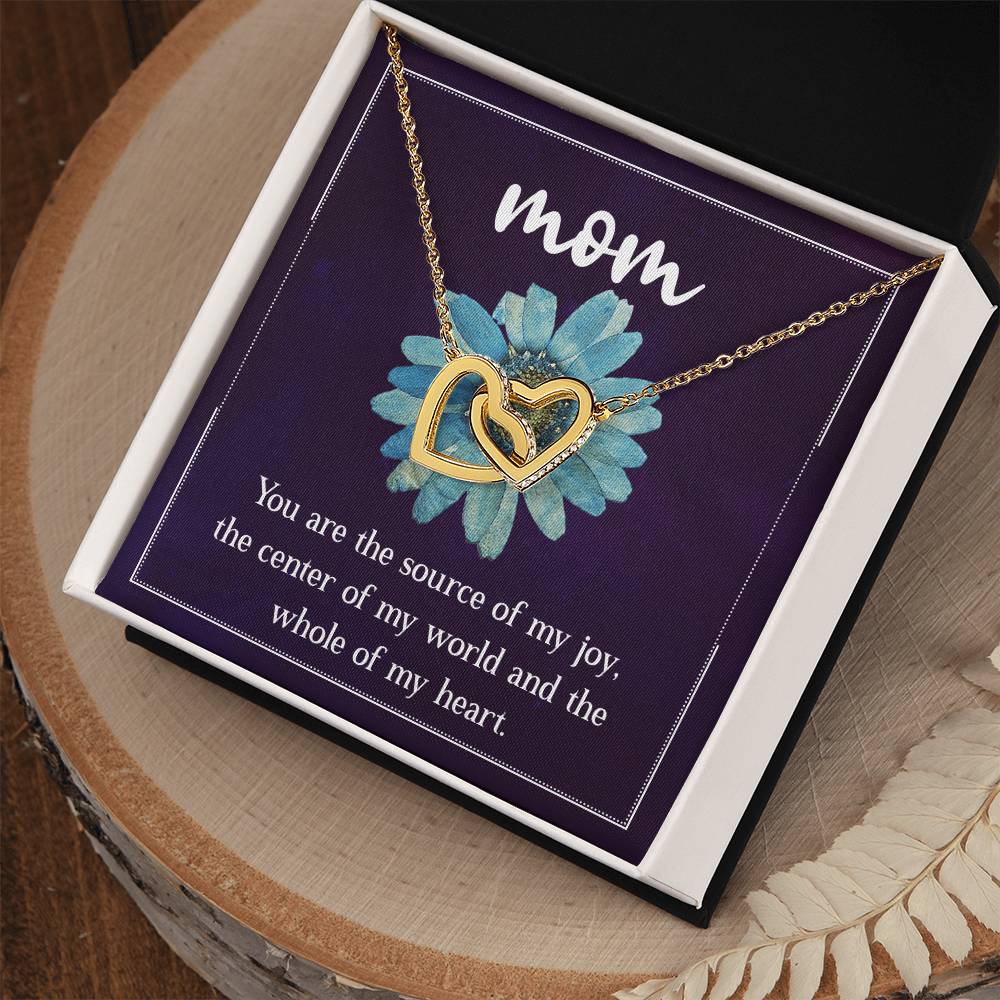 Mom You are the Source of my Joy Interlocking Hearts Necklace (Yellow & White Gold Variants)