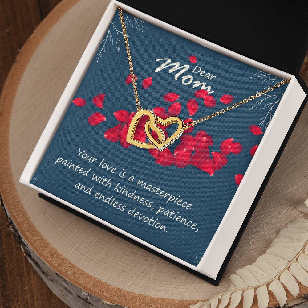 Dear Mom Your Love is a Masterpiece Interlocking Hearts Necklace (Yellow & White Gold Variants)