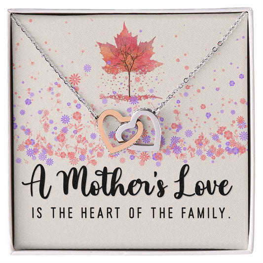 A Mother's Love Interlocking Hearts Necklace (Yellow & White Gold Variants)