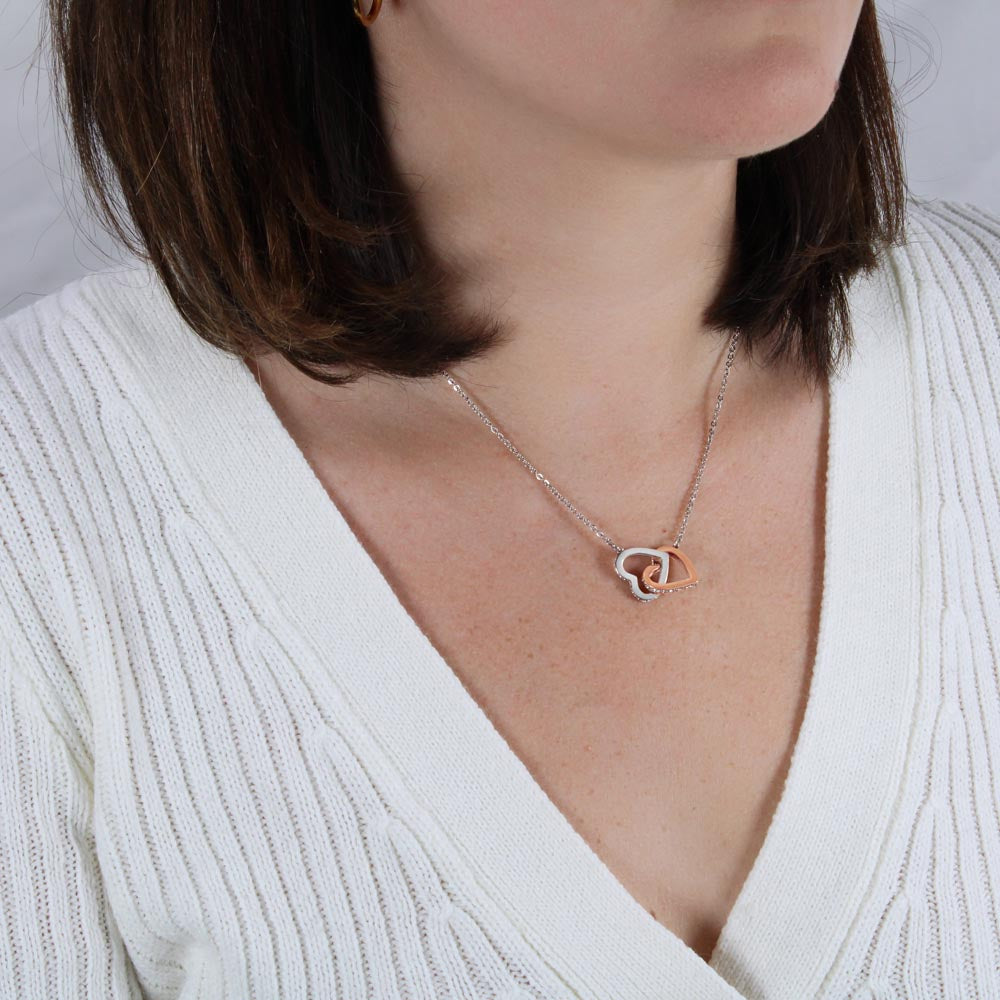 To My Beautiful Overqualified Life Coach AKA Mom Interlocking Hearts Necklace (Yellow & White Gold Variants)