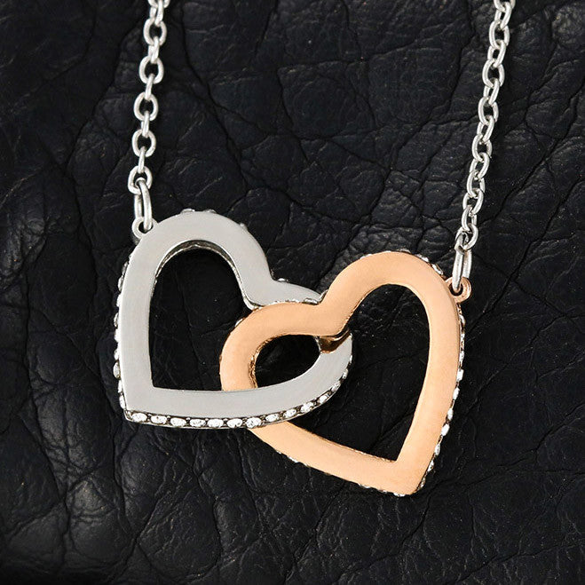 Dear Mom Your Love is a Masterpiece Interlocking Hearts Necklace (Yellow & White Gold Variants)