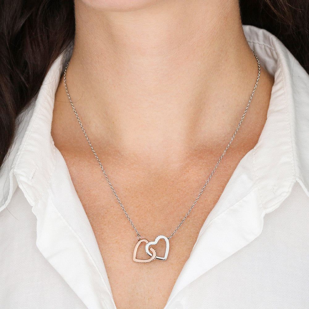 Mom You are the Source of my Joy Interlocking Hearts Necklace (Yellow & White Gold Variants)