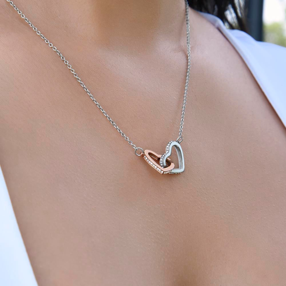 To My Beautiful Overqualified Life Coach AKA Mom Interlocking Hearts Necklace (Yellow & White Gold Variants)