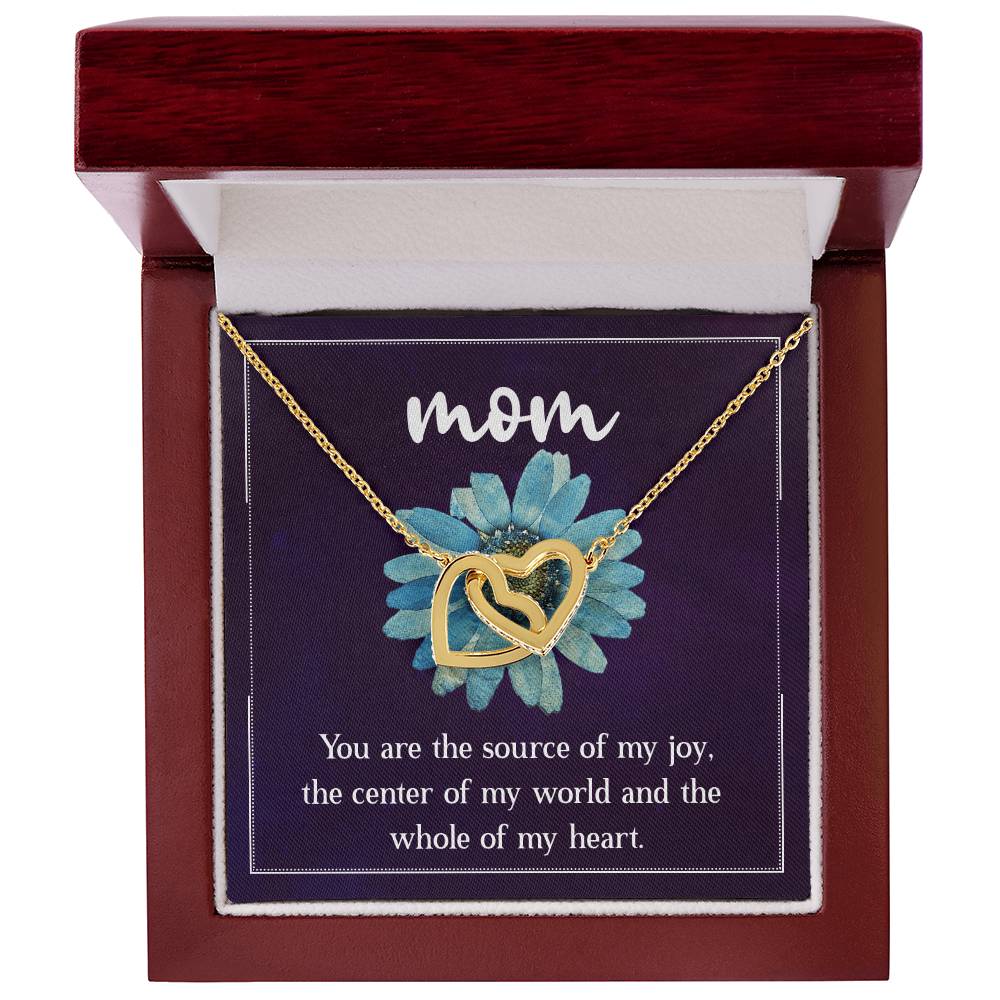 Mom You are the Source of my Joy Interlocking Hearts Necklace (Yellow & White Gold Variants)