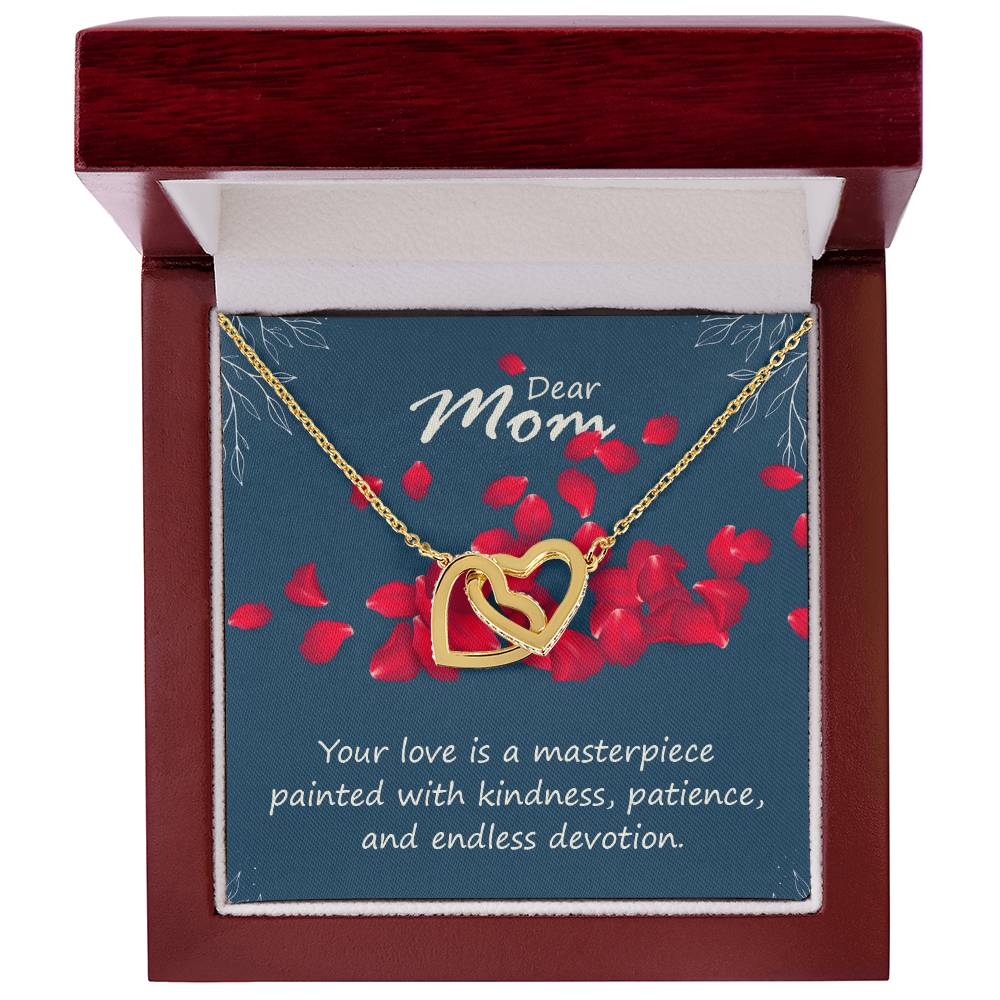Dear Mom Your Love is a Masterpiece Interlocking Hearts Necklace (Yellow & White Gold Variants)