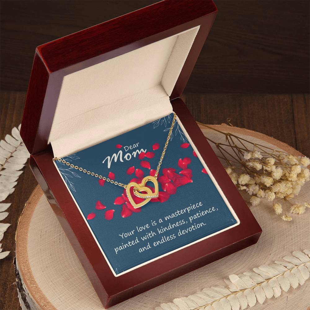 Dear Mom Your Love is a Masterpiece Interlocking Hearts Necklace (Yellow & White Gold Variants)