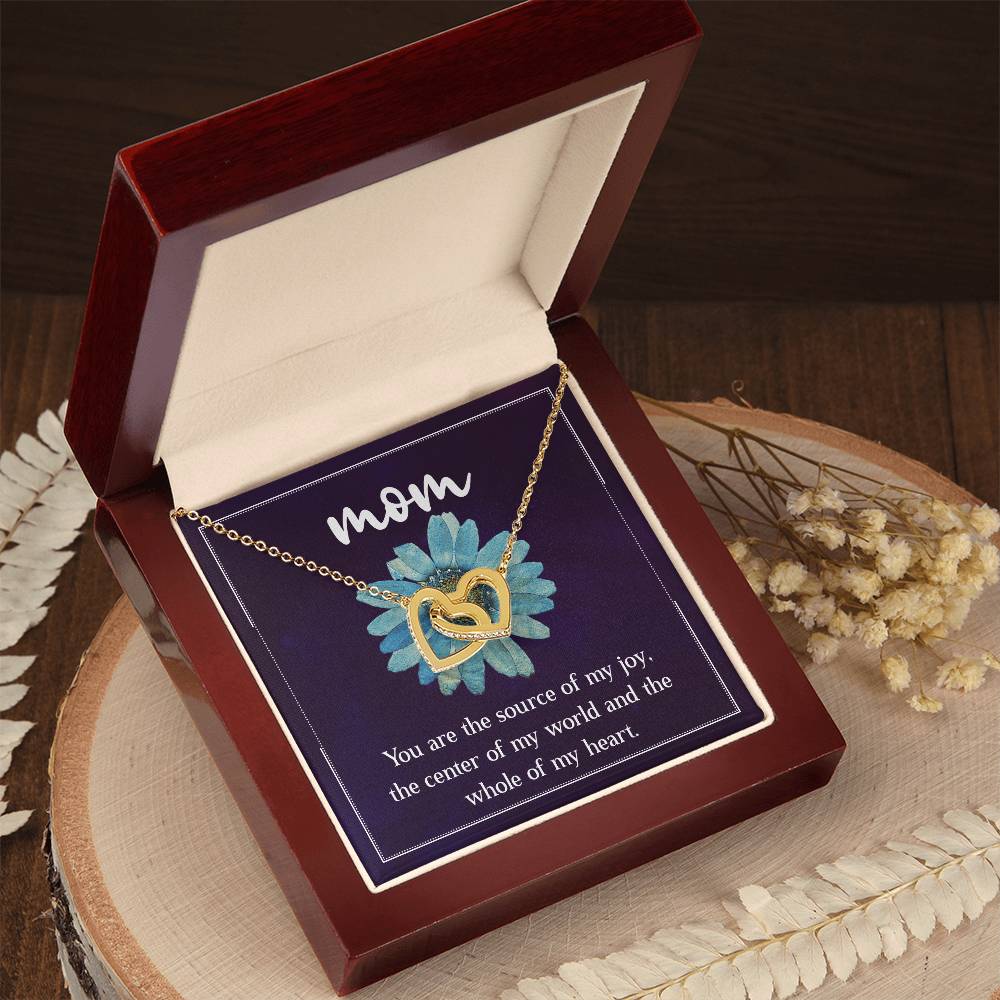 Mom You are the Source of my Joy Interlocking Hearts Necklace (Yellow & White Gold Variants)