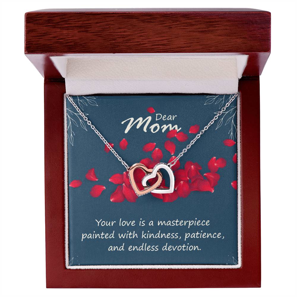 Dear Mom Your Love is a Masterpiece Interlocking Hearts Necklace (Yellow & White Gold Variants)