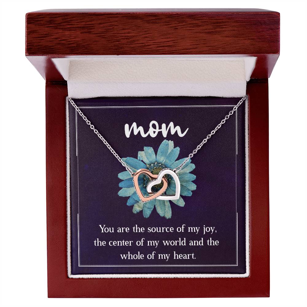 Mom You are the Source of my Joy Interlocking Hearts Necklace (Yellow & White Gold Variants)