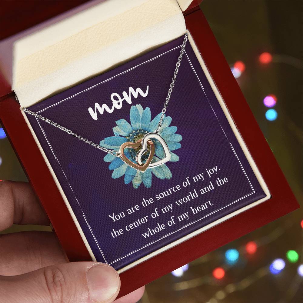 Mom You are the Source of my Joy Interlocking Hearts Necklace (Yellow & White Gold Variants)