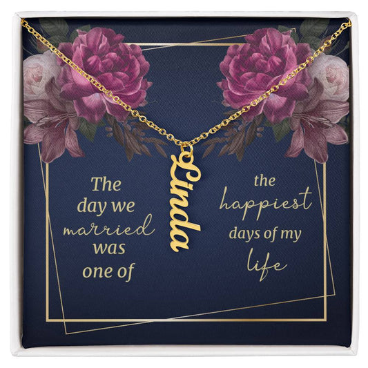 To My Wife / To my Soulmate Vertical Name Necklace W/MC Personalized Name Necklace – Known & Loved