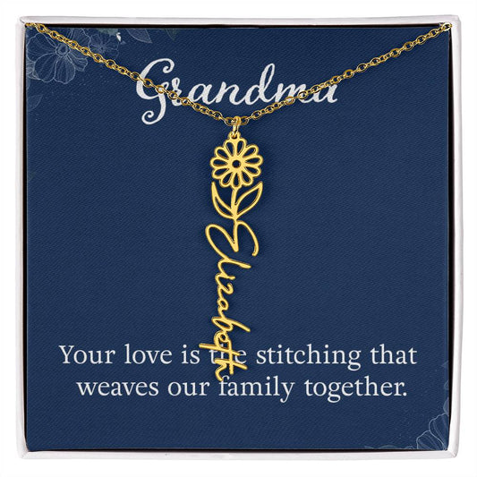 Multi Name Vertical Necklace_Grandma- Weaves our Family Together.