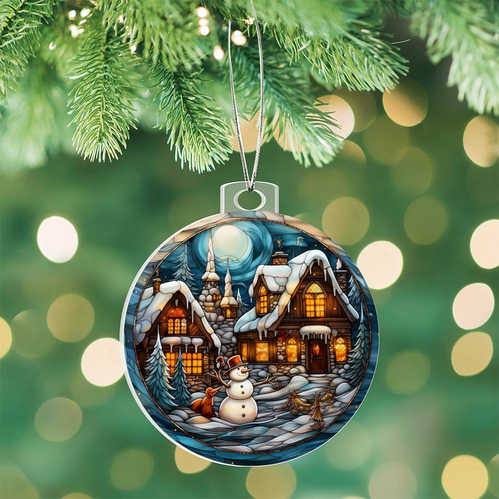Acrylic Ornament Snow Man House