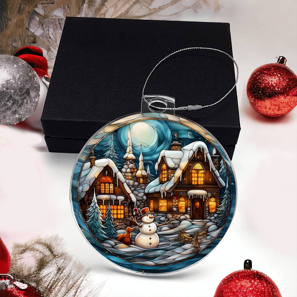 Acrylic Ornament Snow Man House