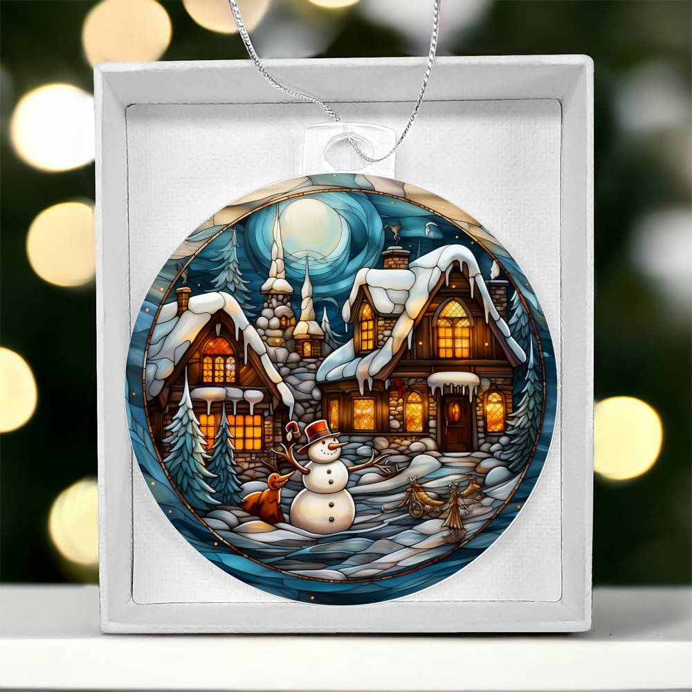 Acrylic Ornament Snow Man House