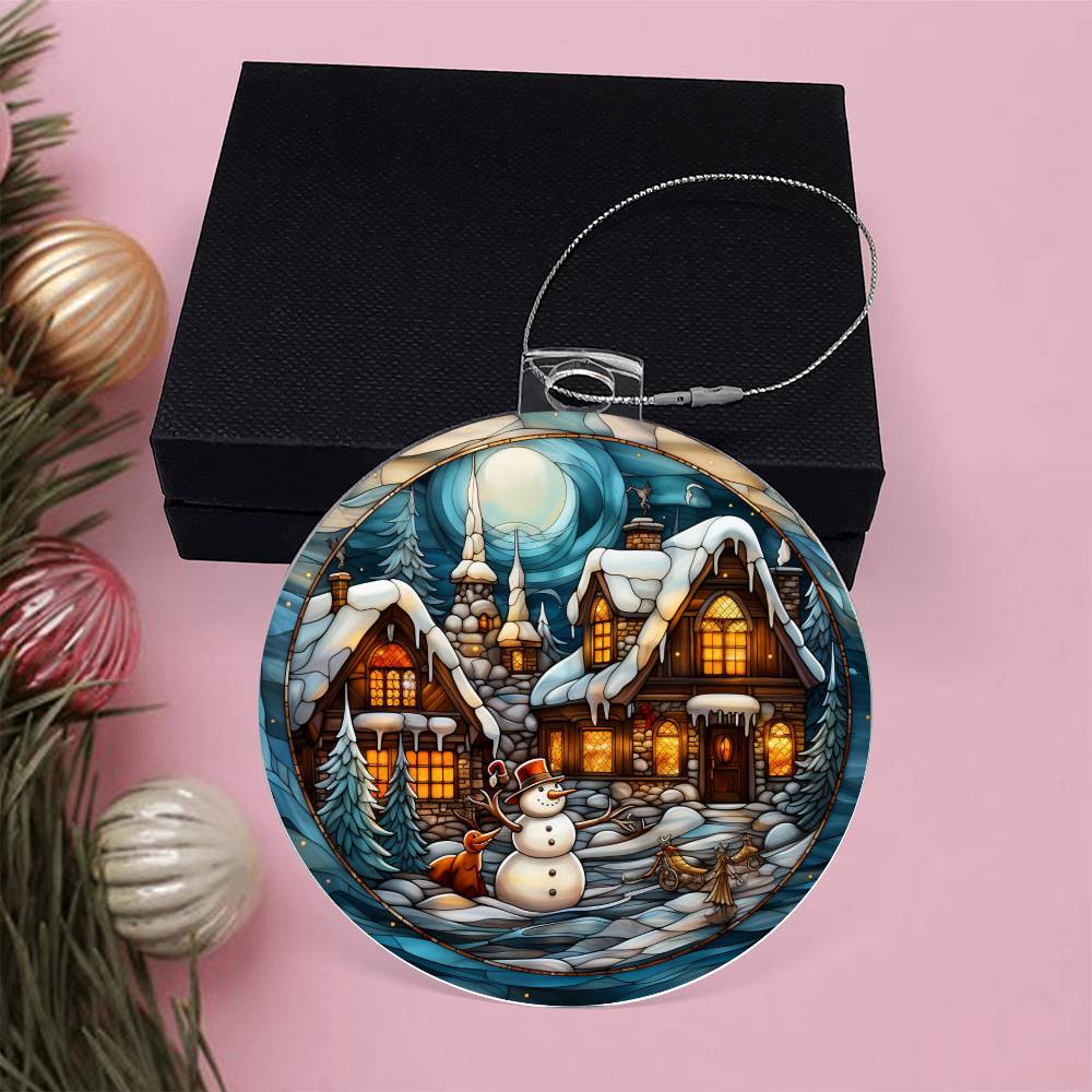 Acrylic Ornament Snow Man House