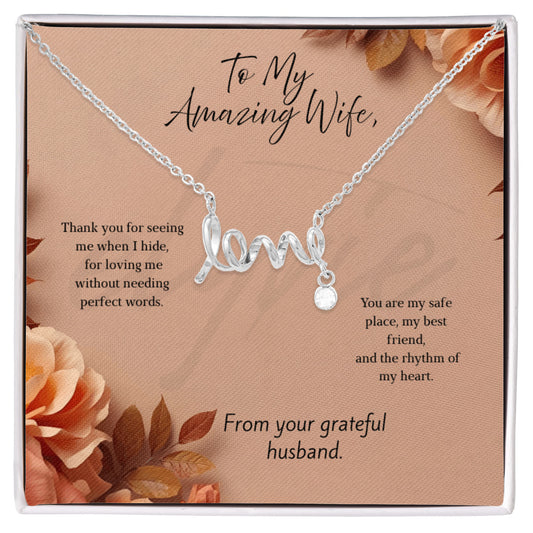 To My amazing Wife - Scripted Love Necklace | Elegant Family Jewelry Gift for Her | Elyvie