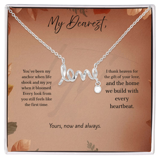 My Dearest (Wife) - Scripted Love Necklace | Elegant Family Jewelry Gift for Her | Elyvie