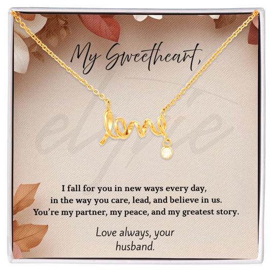 My Sweetheart (Wife)- Scripted Love Necklace | Elegant Family Jewelry Gift for Her | Elyvie