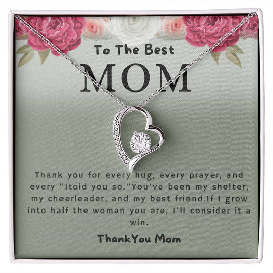 To The Best Mom Thank You For Every Hug Forever Love Necklace
