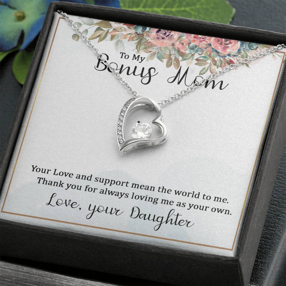 To My Bonus Mom Your Love and  Support Means the World to Me Forever Love Necklace