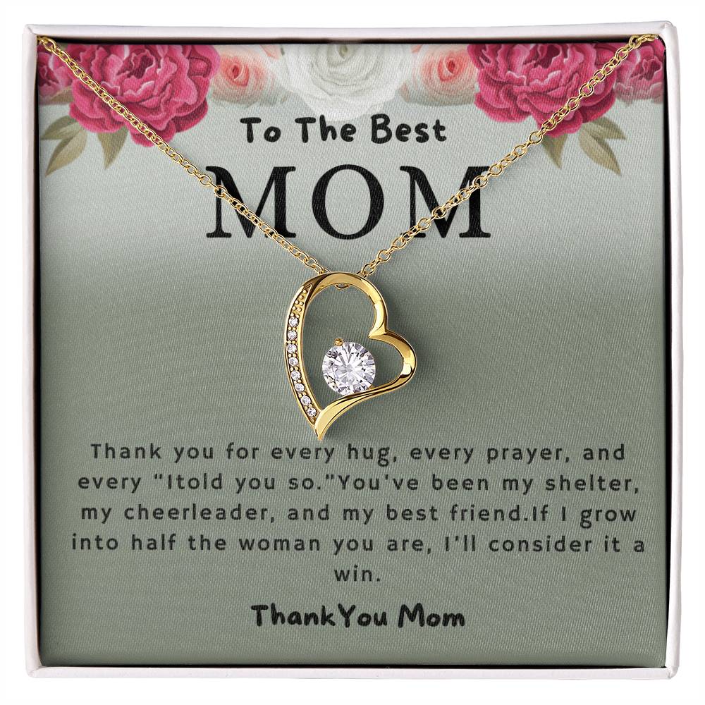 To The Best Mom Thank You For Every Hug Forever Love Necklace