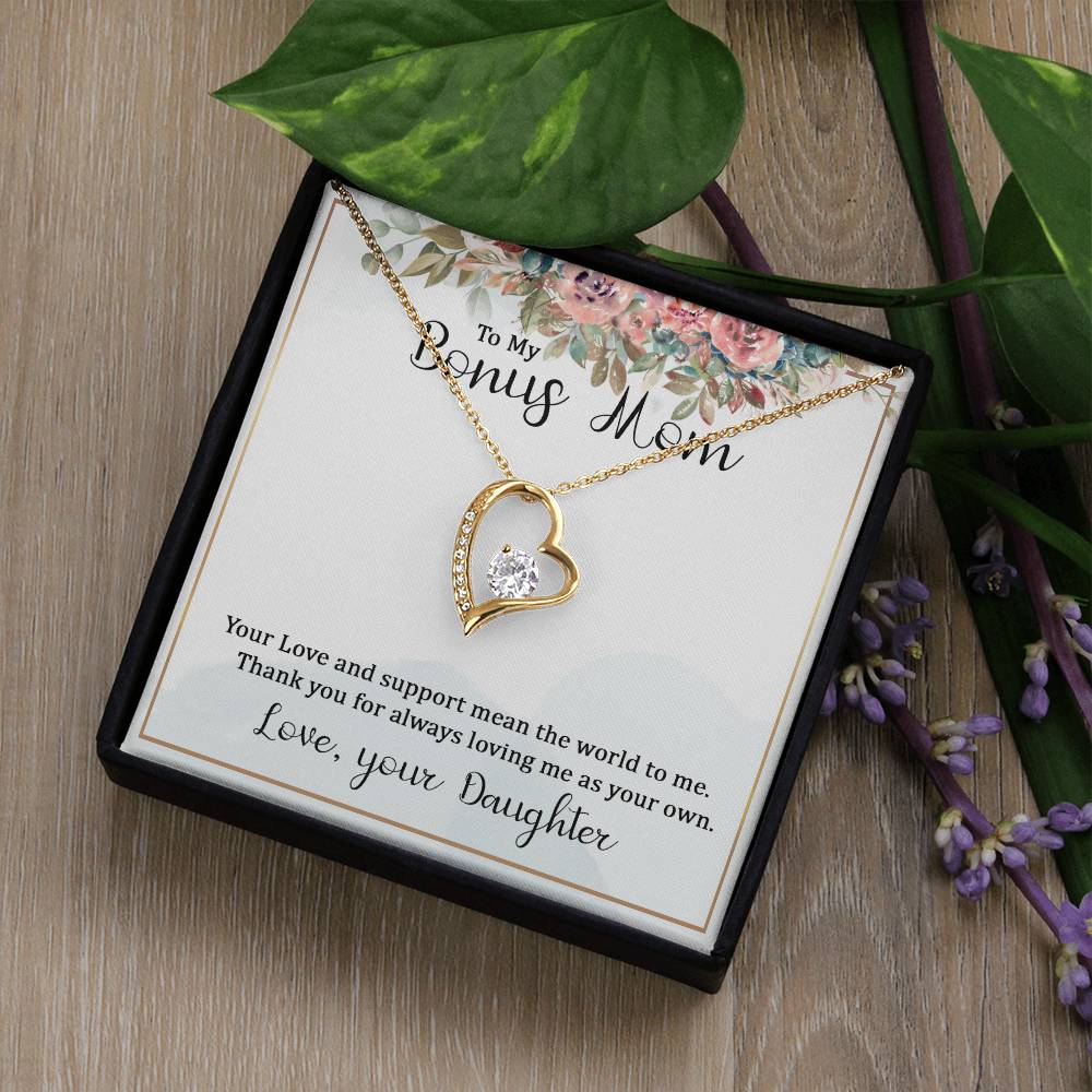 To My Bonus Mom Your Love and  Support Means the World to Me Forever Love Necklace