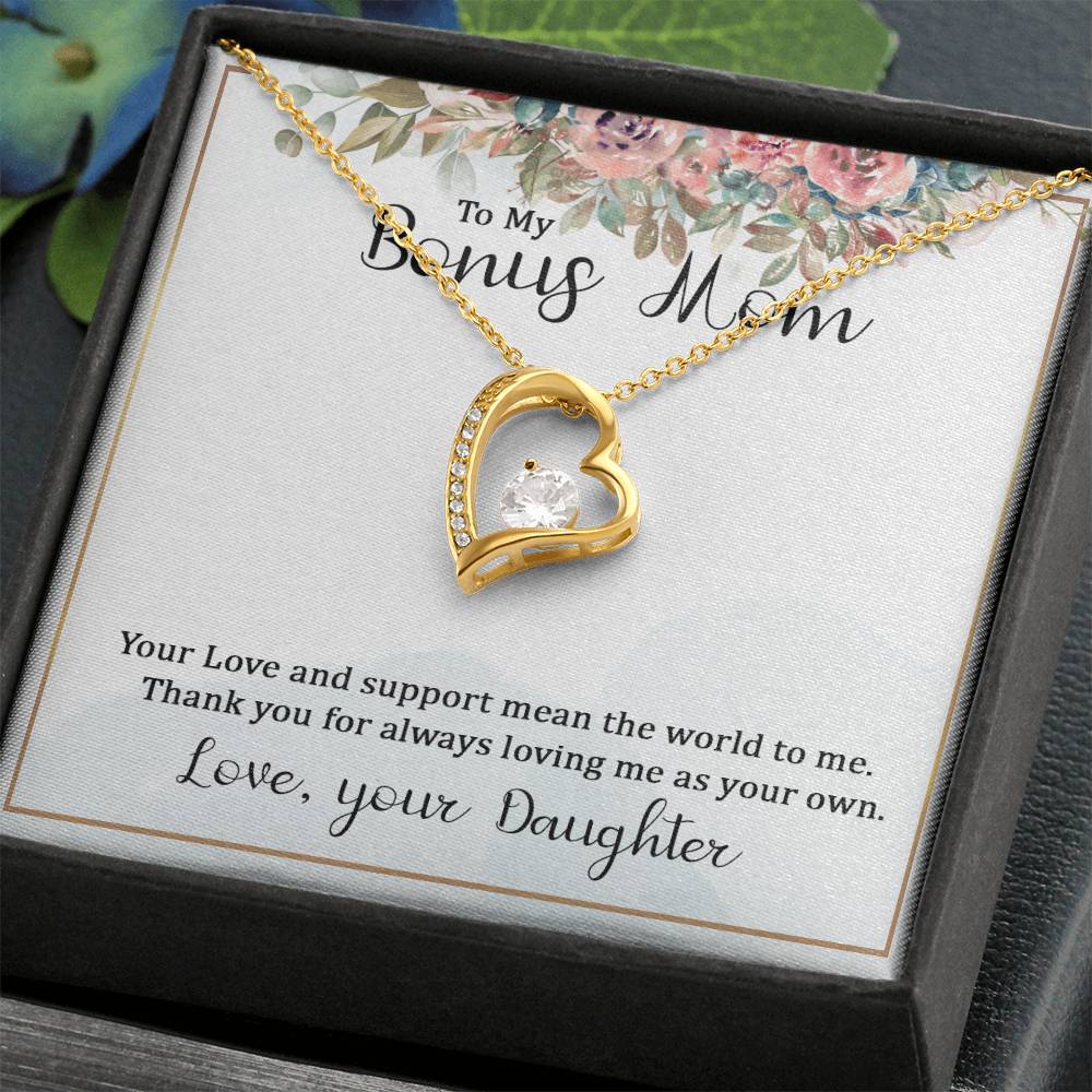 To My Bonus Mom Your Love and  Support Means the World to Me Forever Love Necklace
