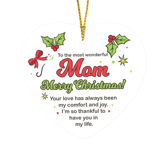 High Gloss Heart Ornament Mom Merry Christmas