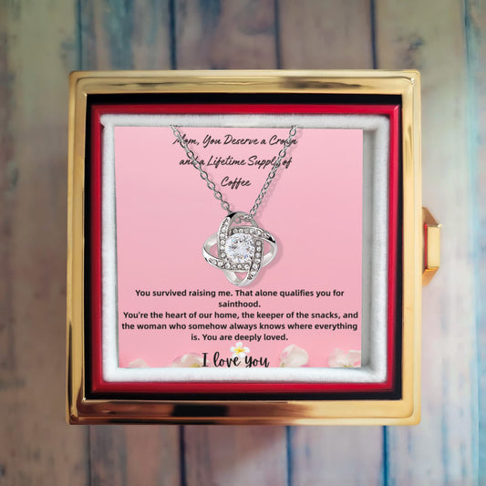 You Survive Raising Me Love Knot with Rotating Rose Gift Box