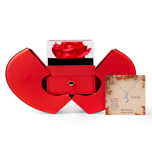 My Darling - Alluring Beauty Necklace | Family Jewelry Gift with Red Heart Rose Box To My Wife | Elyvie