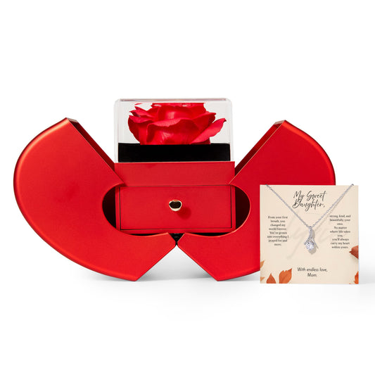 My Greatest Daughter - Alluring Beauty Necklace | Family Jewelry Gift with Red Heart Rose Box To My Daughter | Elyvie