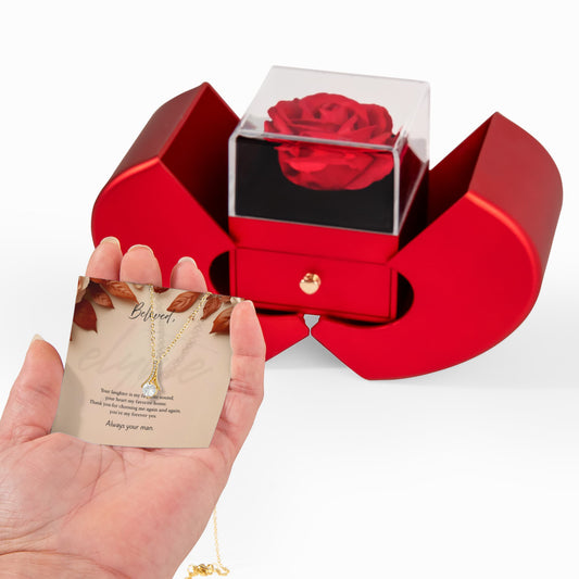 To My Wife | Alluring Beauty Necklace | Family Jewelry Gift with Red Heart Rose Box | Elyvie