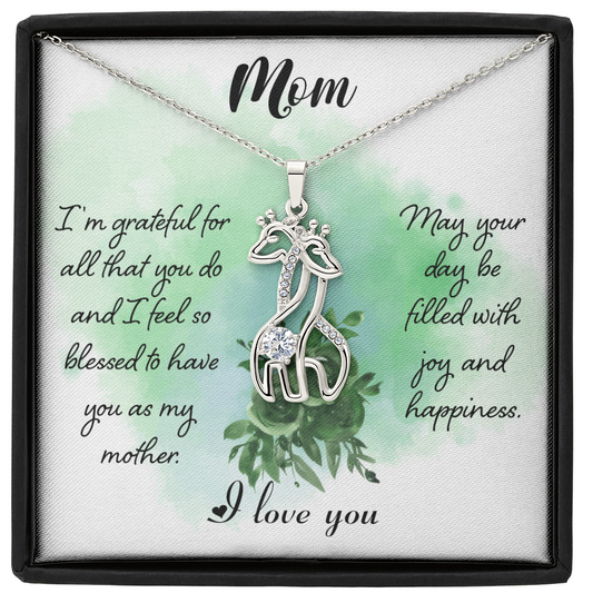 Mom I Am Greatful For All That You Do Giraffe Necklace