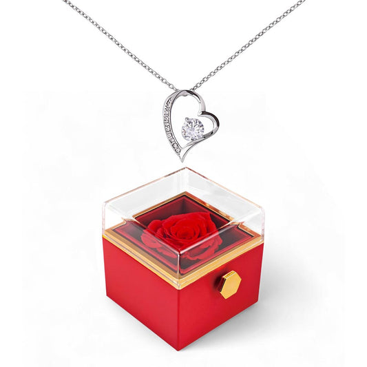 Forever Love Necklace with Preserved Rose Gift Box – Romantic Sentimental Jewelry No Message Card