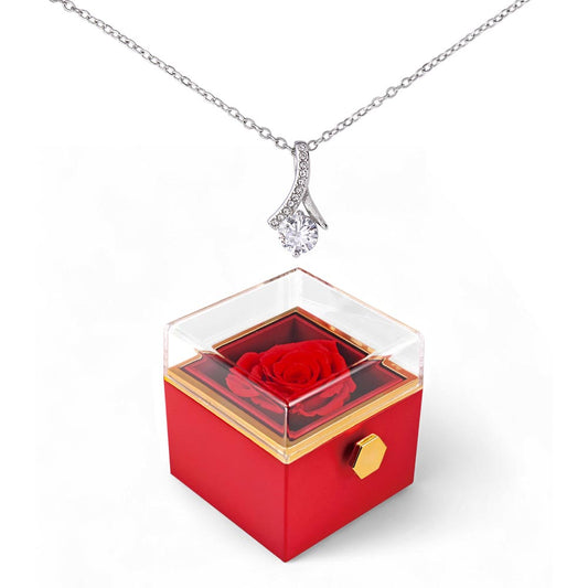 Forever Love Necklace with Preserved Rose Gift Box – Romantic Sentimental Jewelry No Message Card