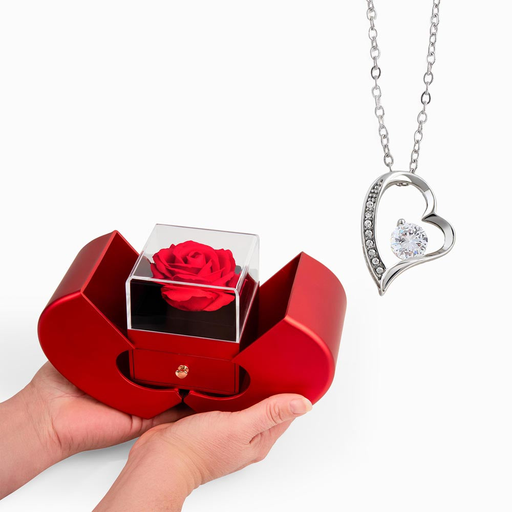 Forever Love Necklace – Family Jewelry Gift with Red Heart Rose Box | Elyvie