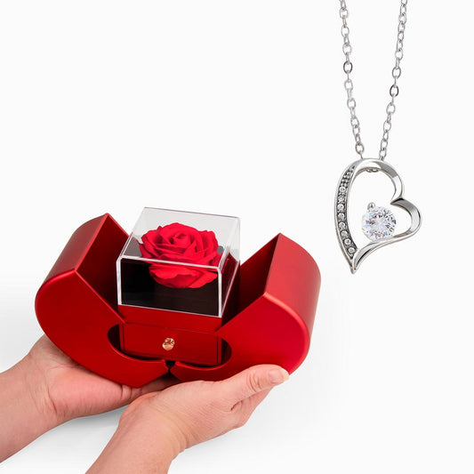 Forever Love Necklace – Family Jewelry Gift with Red Heart Rose Box | Elyvie