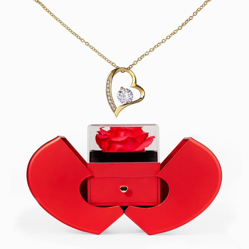 Forever Love Necklace – Family Jewelry Gift with Red Heart Rose Box | Elyvie